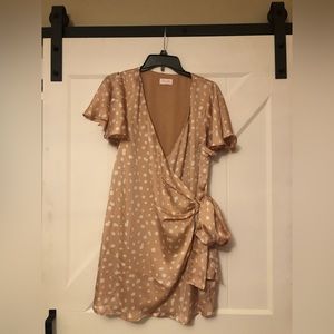 Pink lily satin wrap dress